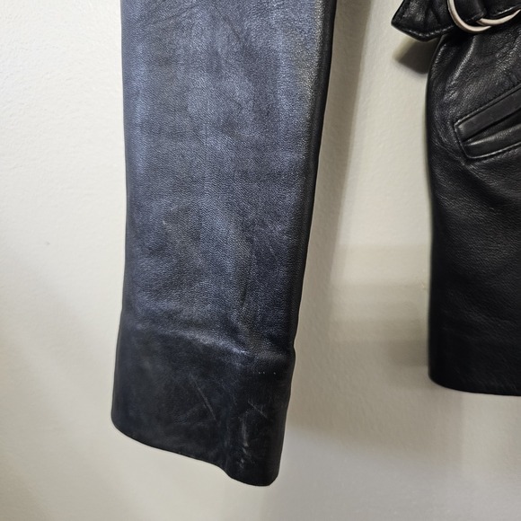 Express 100% Leather Jacket Women's Size Medium Garantie De Qualtie Coat Black - Picture 4 of 11